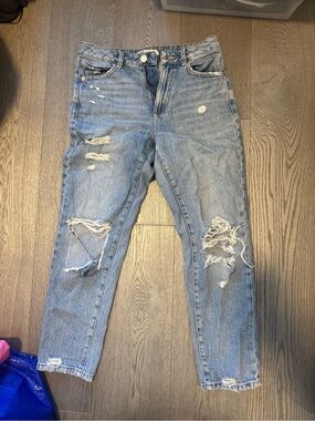 Garage Distressed Boyfriend Jeans - Light Blue